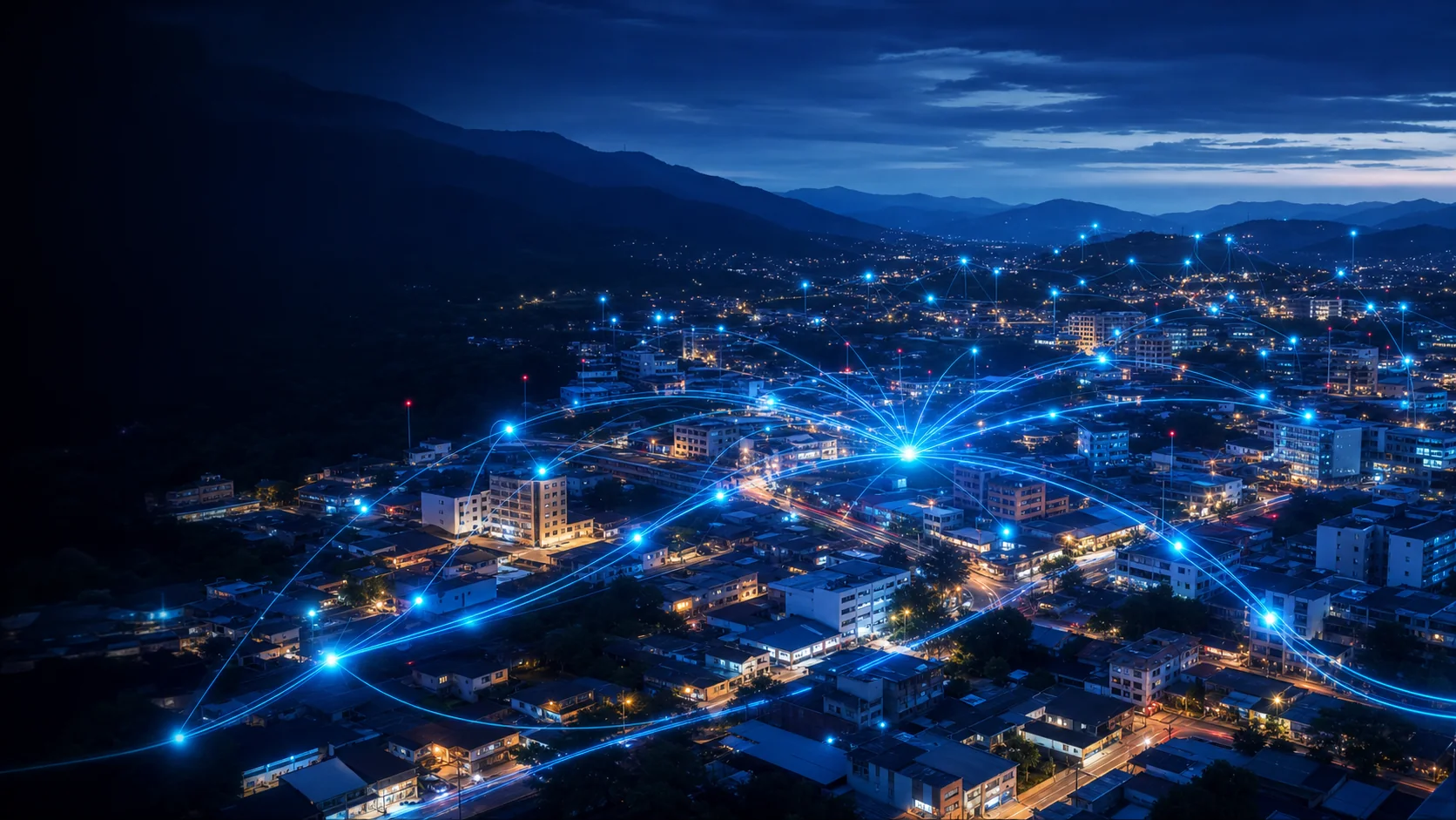 Cobertura de fibra óptica sobre la ciudad